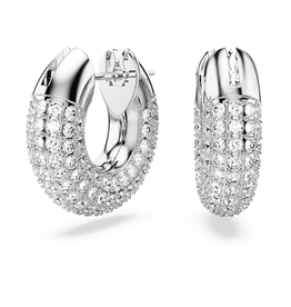 Swarovski Dextera hoop earrings Small, White, Rhodium plated