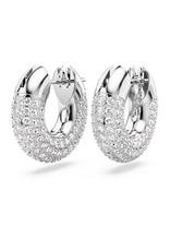 Swarovski  Dextera hoop earrings Small, White, Rhodium plated