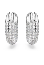 Swarovski  Dextera hoop earrings Small, White, Rhodium plated