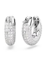 Swarovski  Dextera hoop earrings Small, White, Rhodium plated