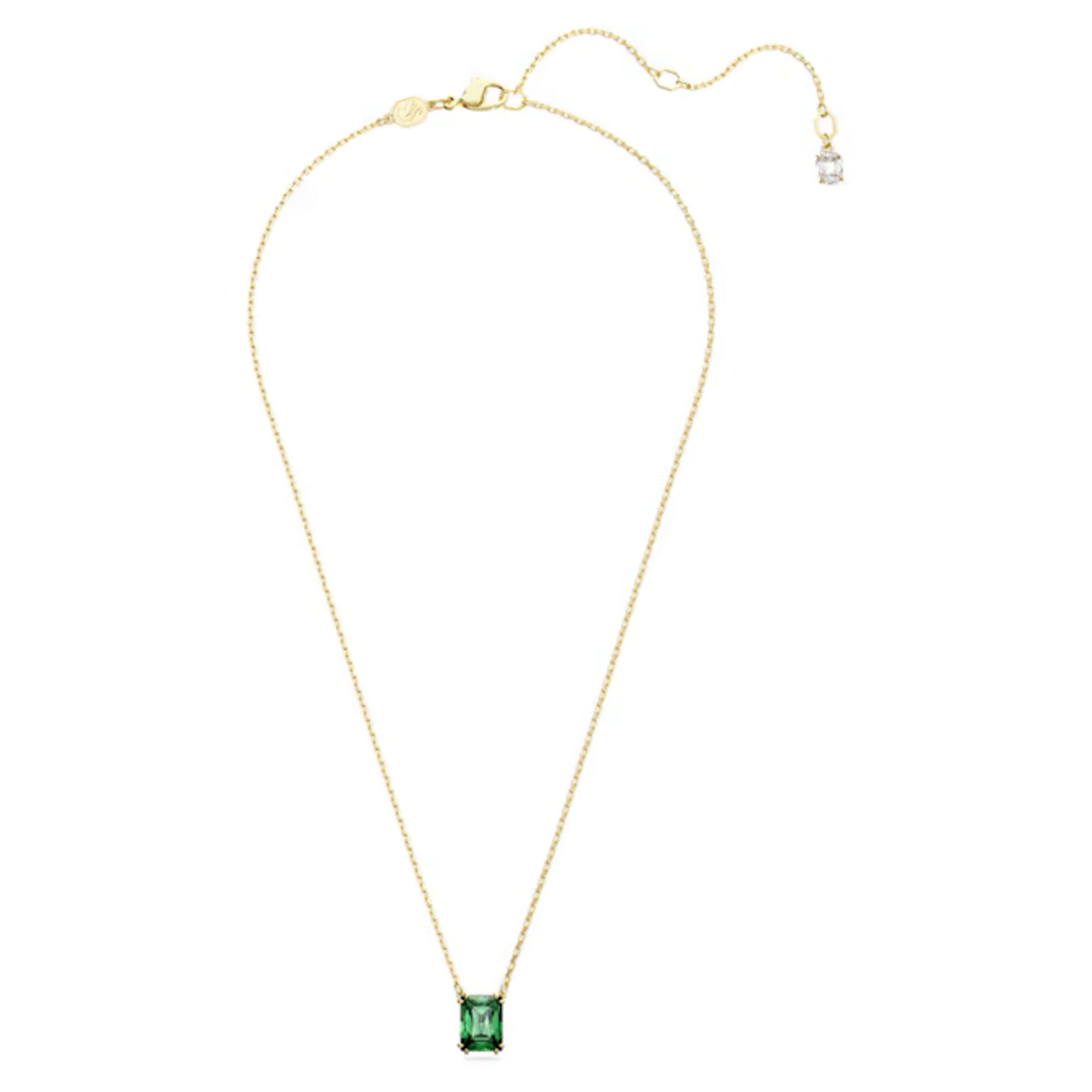 Swarovski Matrix pendant Rectangular cut, Green, Gold-tone plated