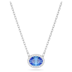 Swarovski Constella necklace Oval cut, Blue, Rhodium plated