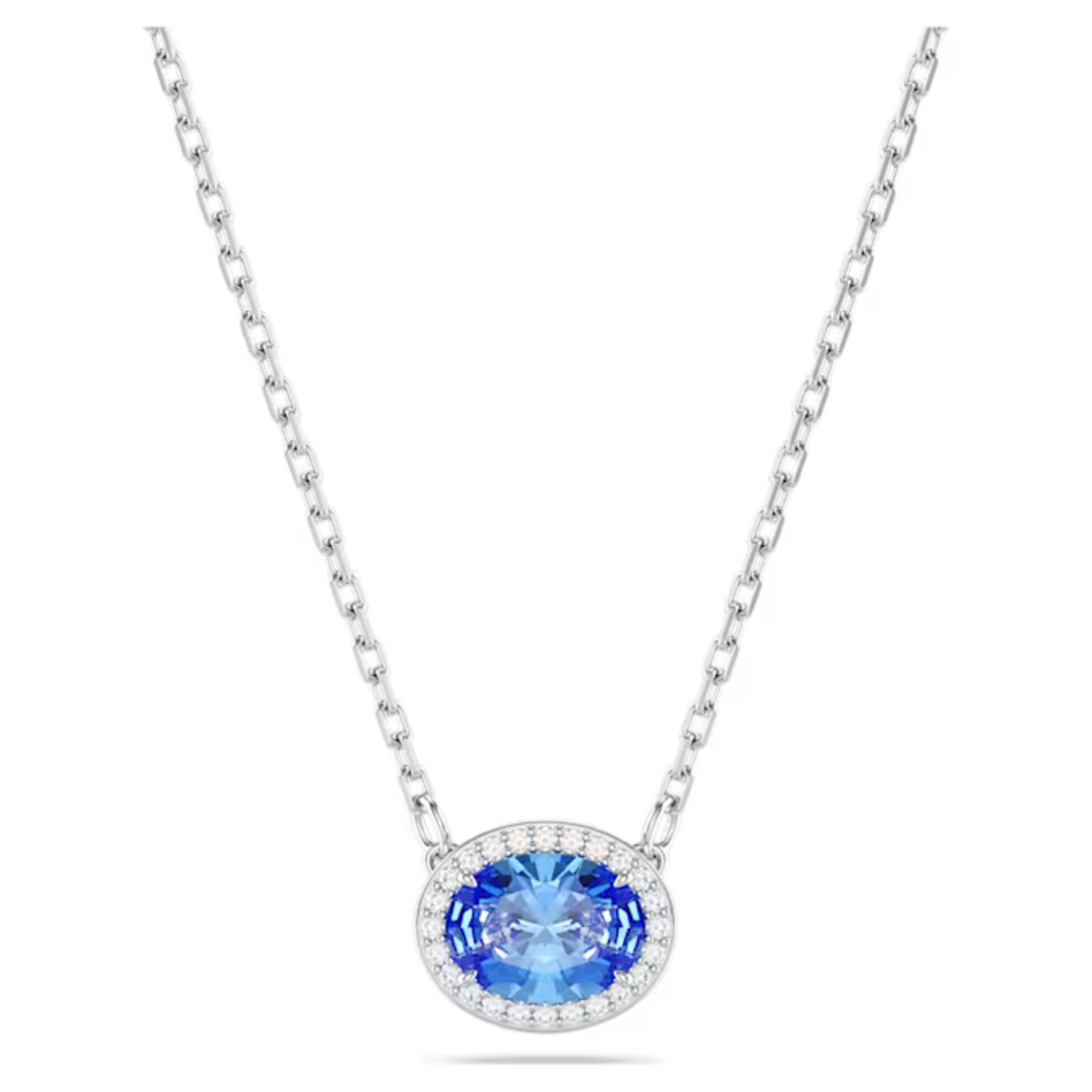 Swarovski Constella necklace Oval cut, Blue, Rhodium plated