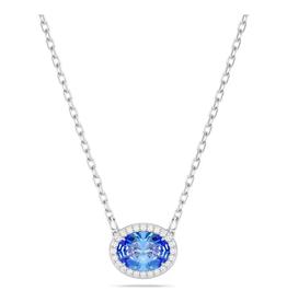 Swarovski Constella necklace Oval cut, Blue, Rhodium plated