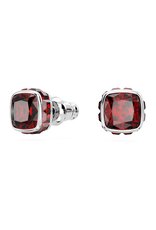 Swarovski  Birthstone stud earrings Square cut, January, Red, Rhodium plated