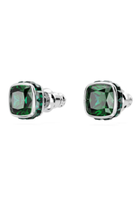 Swarovski  Birthstone stud earrings Square cut, May, Green, Rhodium plated