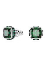 Swarovski  Birthstone stud earrings Square cut, May, Green, Rhodium plated