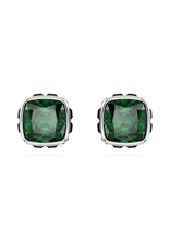 Swarovski  Birthstone stud earrings Square cut, May, Green, Rhodium plated