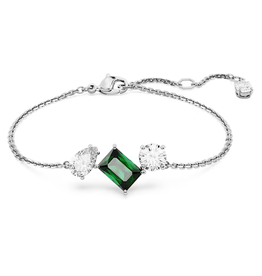 Swarovski Mesmera bracelet Mixed cuts, Green, Rhodium plated