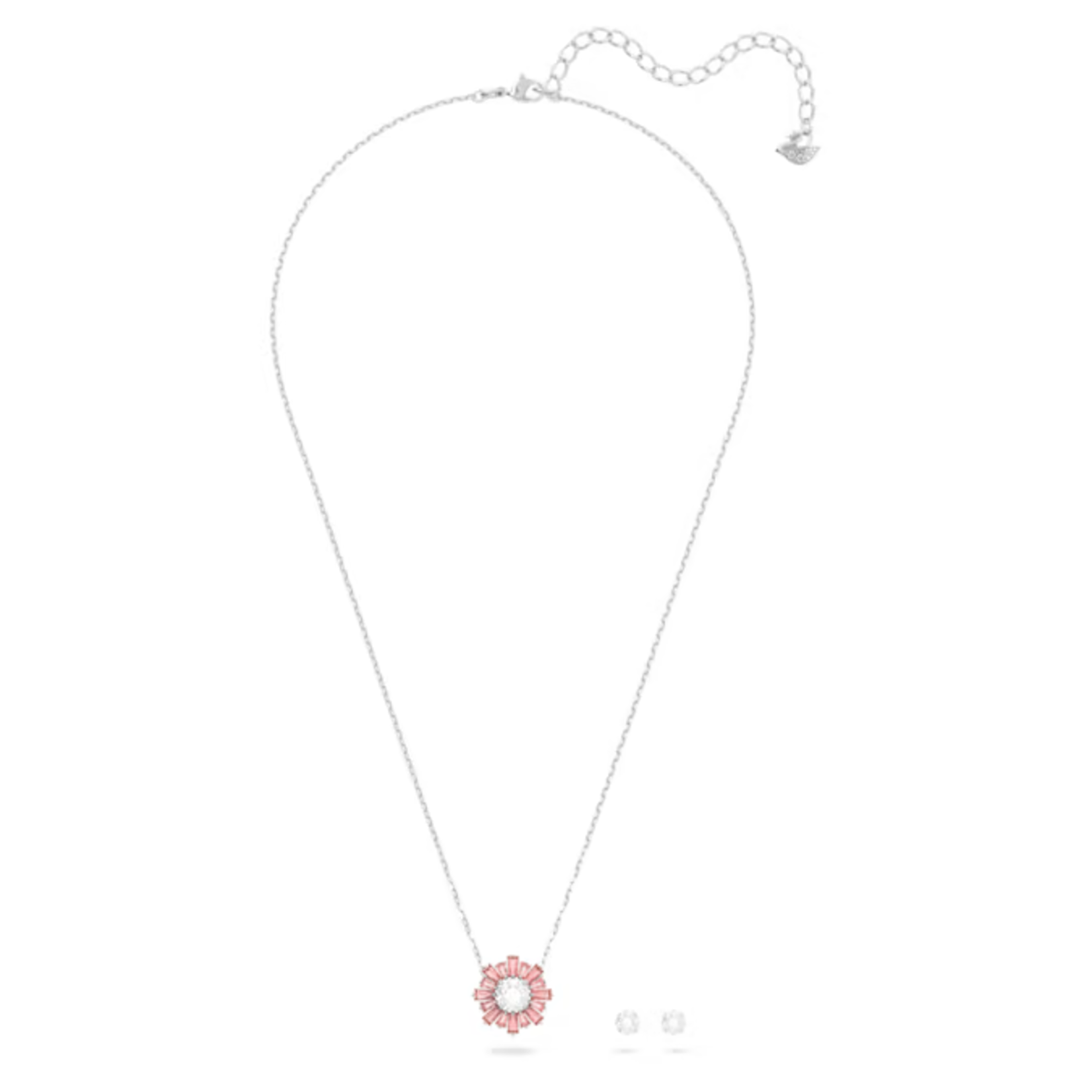 Swarovski Sunshine set Mixed cuts, Sun, Pink, Rhodium plated