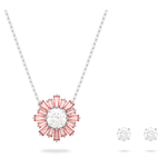 Swarovski Sunshine set Mixed cuts, Sun, Pink, Rhodium plated