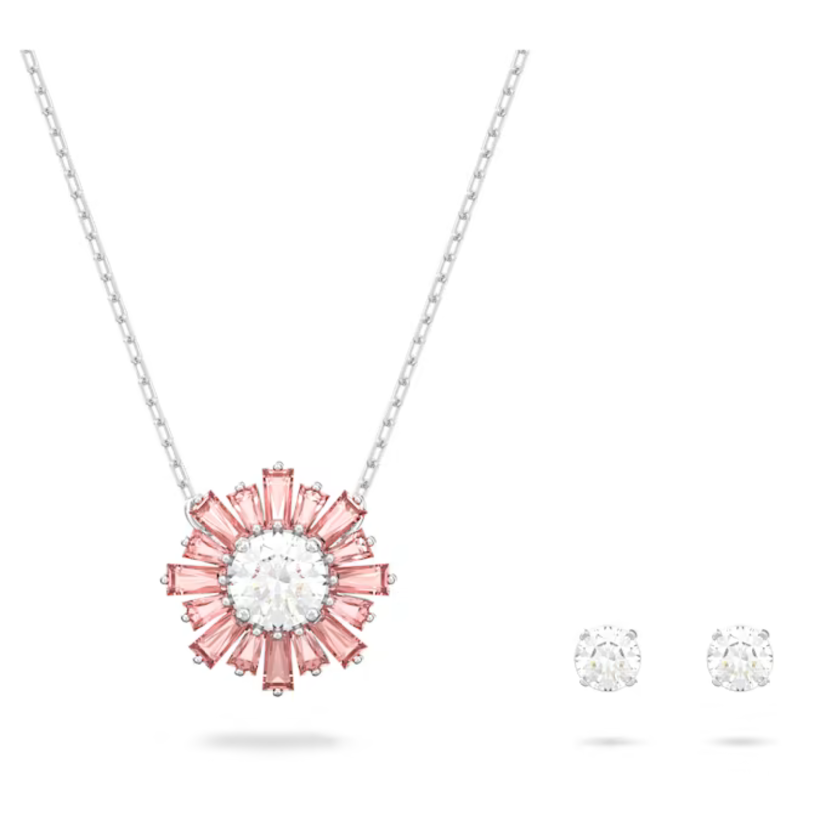 Swarovski Sunshine set Mixed cuts, Sun, Pink, Rhodium plated