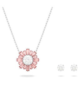 Swarovski Sunshine set Mixed cuts, Sun, Pink, Rhodium plated