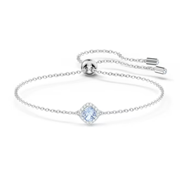 Swarovski Angelic bracelet Cushion cut, Blue, Rhodium plated