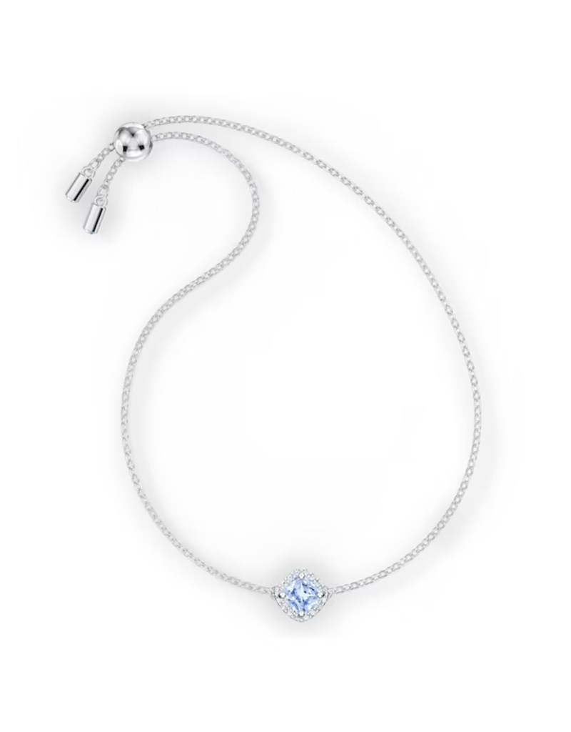 Swarovski  Angelic bracelet Cushion cut, Blue, Rhodium plated