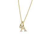 Frederic Sage Frederic Sage 14KY "A" initial diamond necklace with 5 natural diamonds .07ctw