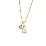 Frederic Sage Frederic Sage 14KY "S" initial diamond necklace with 5 natural diamonds .07ctw