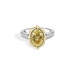 Frederic Sage 18 Karat Two-Tone Oval Yellow Diamond Ring