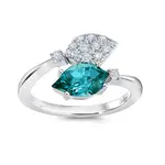 Chatham 14 Karat White Gold Lab-Grown Flame Paraiba Spinel & Diamond Ring