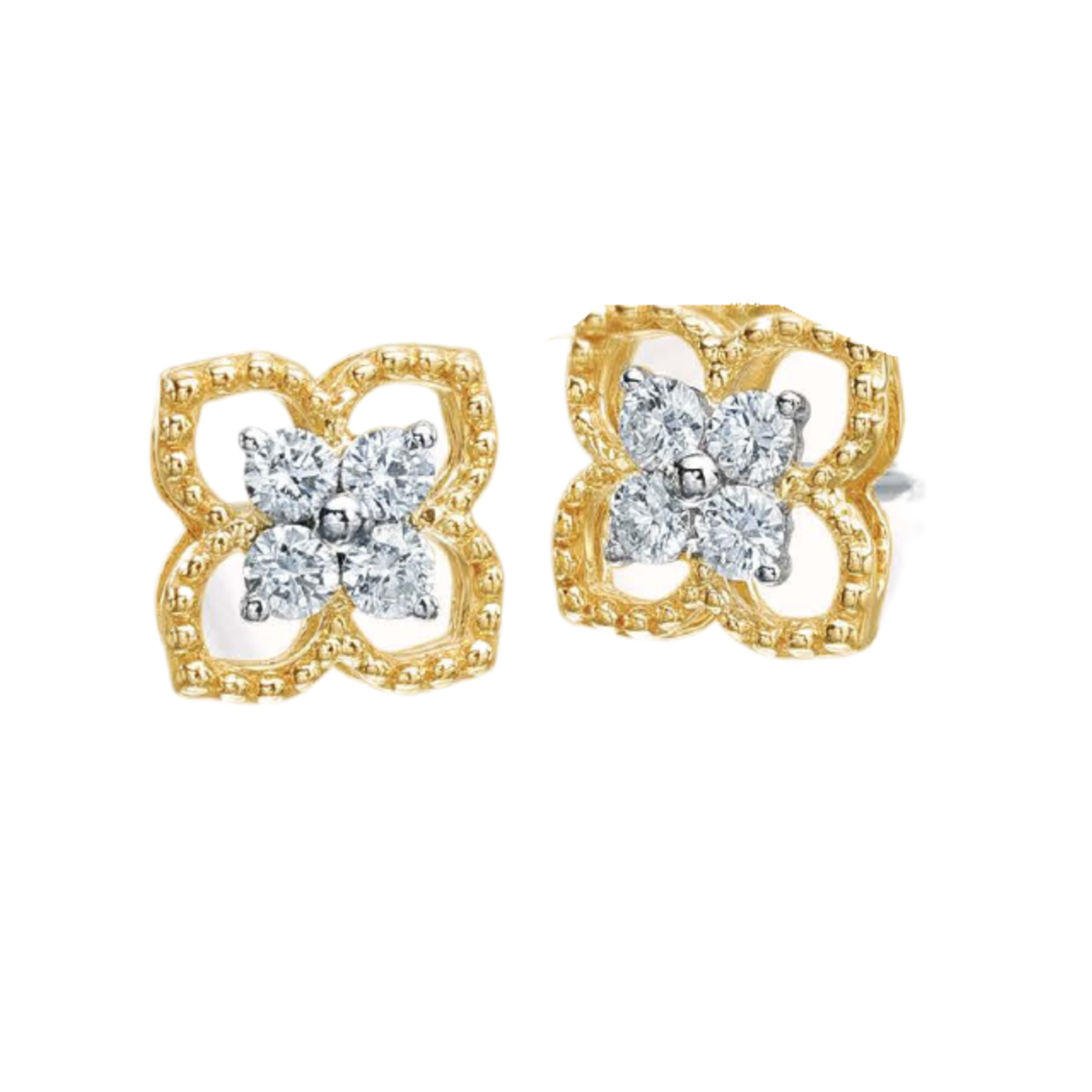 PeJay Creations Yellow and White Gold Diamond Pedal Style Earrings