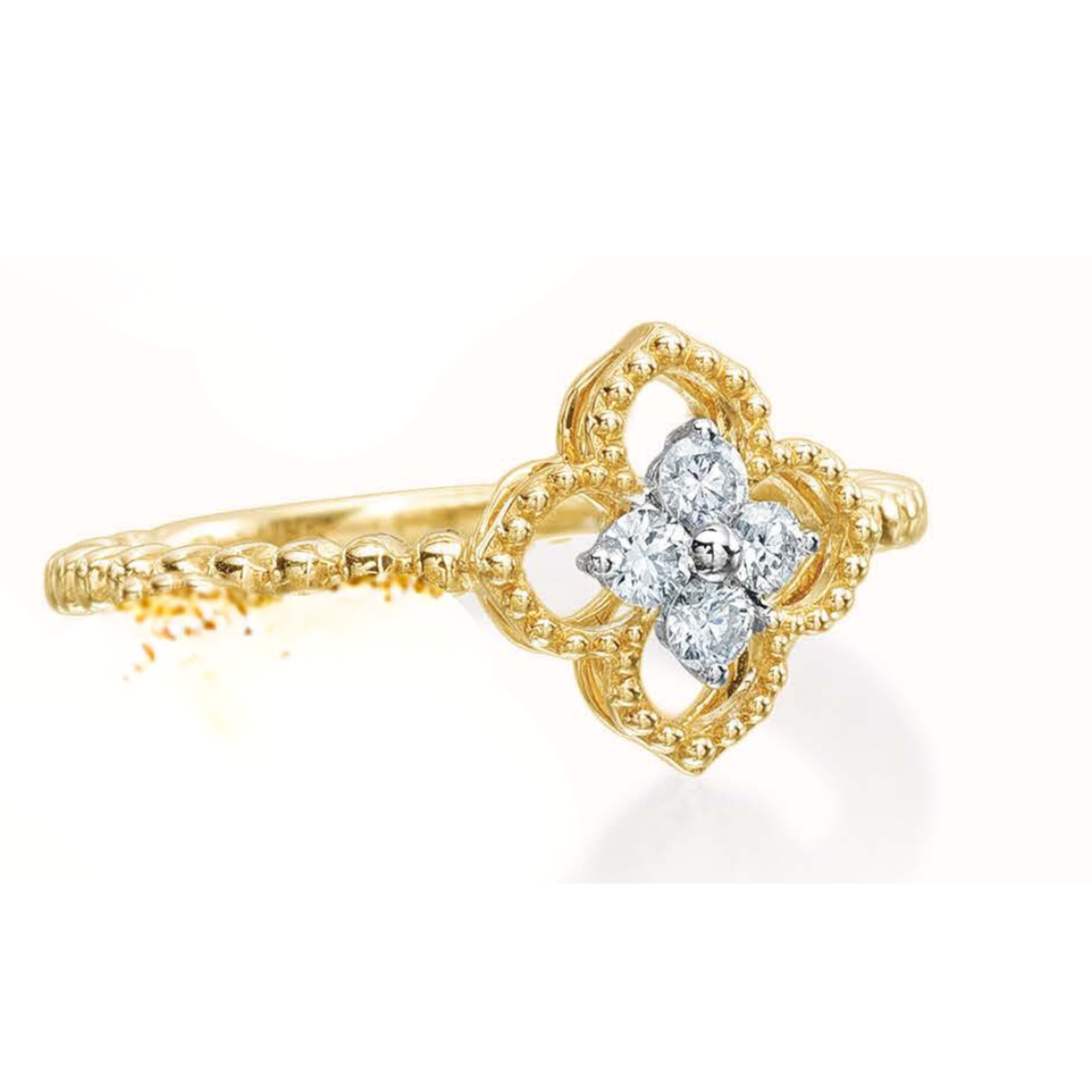 PeJay Creations 14 Karat Ladies Four (4) Round Diamond Ring, 0.16 total carat weight