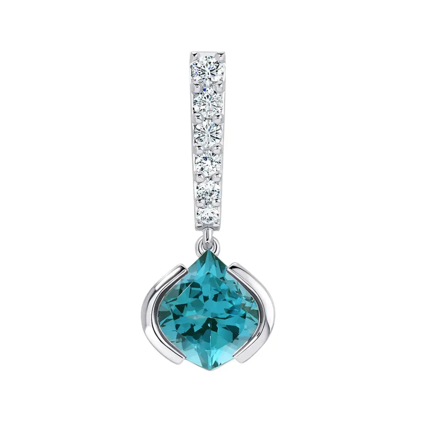 Chatham 14 Karat White Gold Lab-Grown Onion Paraiba Spinel & Diamond Pendant