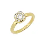 Chatham 14 Karat Yellow Gold Lab-Grown Diamond Halo Ring