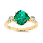 Chatham 14 Karat Yellow Gold Lab-Grown Onion-Cut Emerald and Diamond Ring