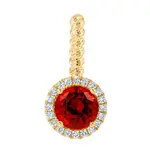Chatham 14 Karat Yellow Gold Lab-Grown Round Ruby & Diamond Halo Ring
