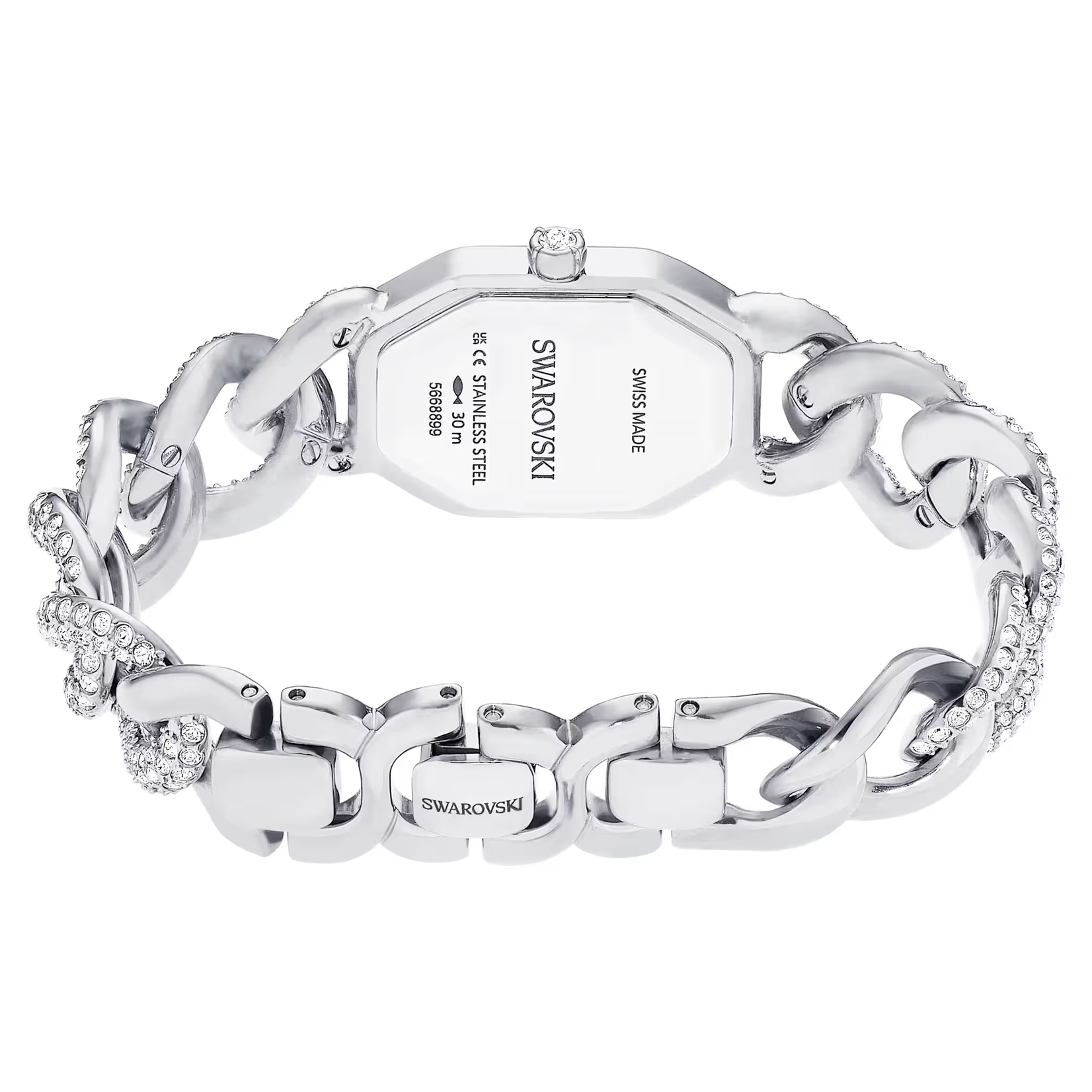 Swarovski Dextera Chain watch Swiss Made, Crystal bracelet, Silver tone, Stainless Steel