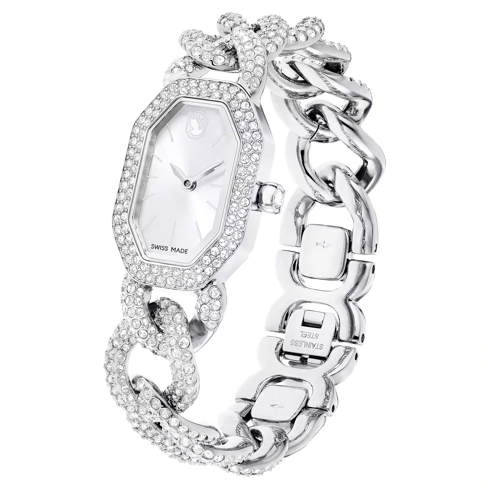 Swarovski Dextera Chain watch Swiss Made, Crystal bracelet, Silver tone, Stainless Steel