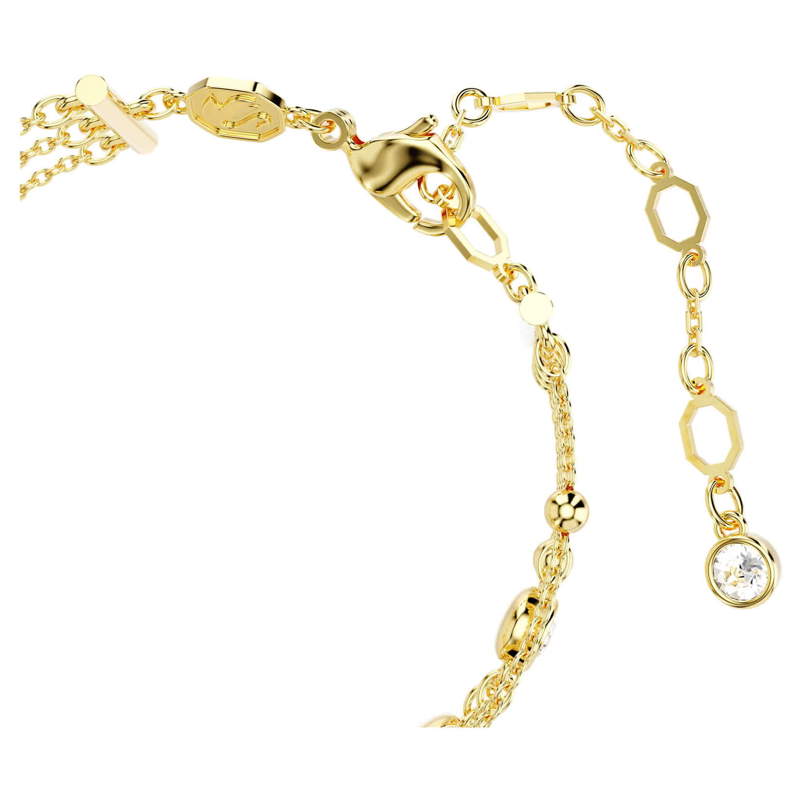 Swarovski Imber wide bracelet Round cut, White, Gold-tone plated