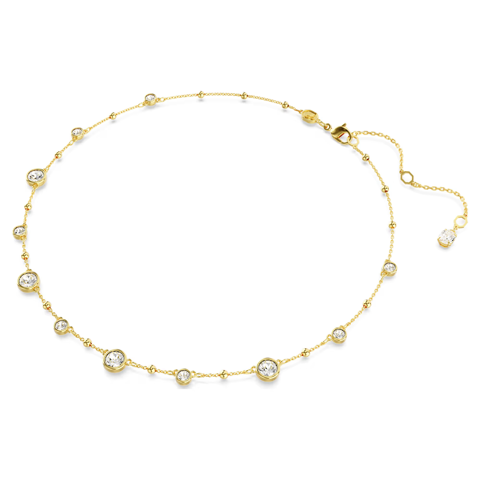 Swarovski  Imber necklace Round cut, Scattered design, White, Gold-tone plated