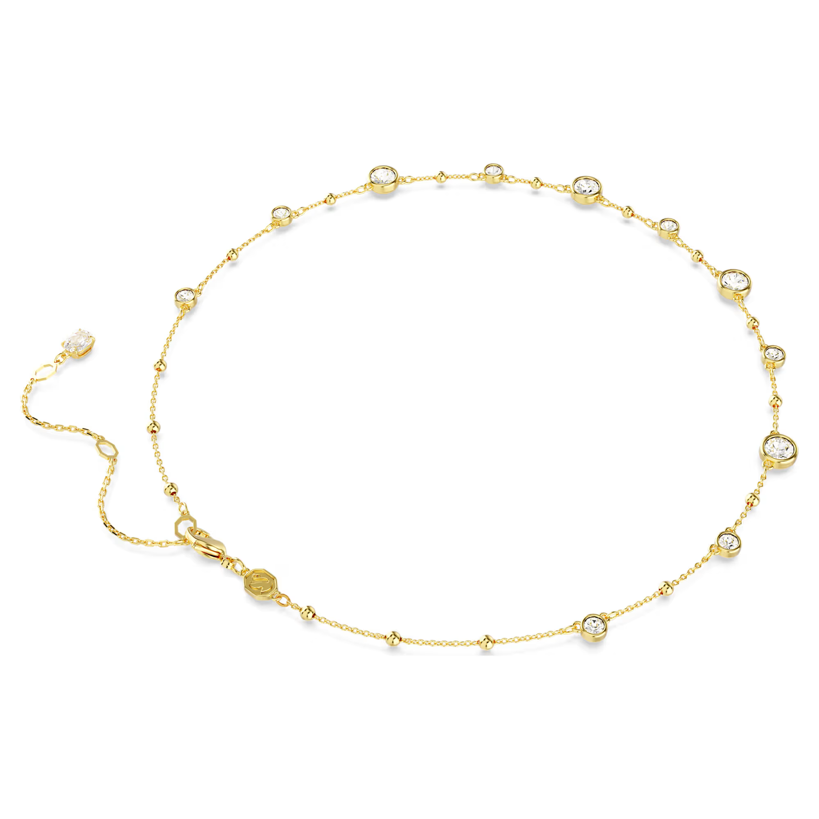 Swarovski  Imber necklace Round cut, Scattered design, White, Gold-tone plated