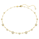 Swarovski Imber necklace Round cut, Scattered design, White, Gold-tone plated