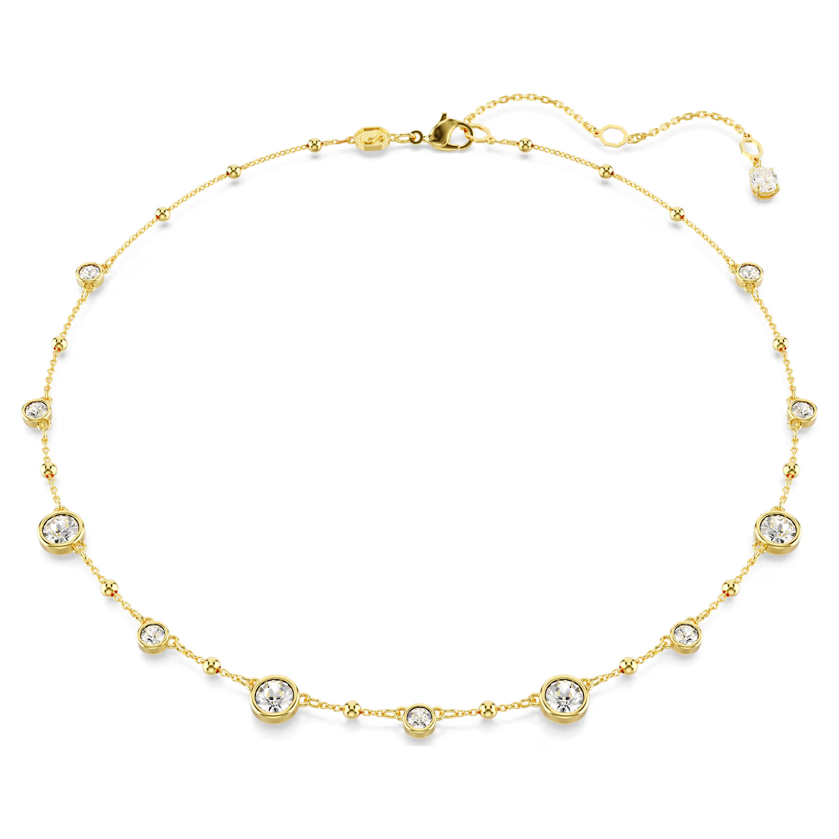Swarovski  Imber necklace Round cut, Scattered design, White, Gold-tone plated