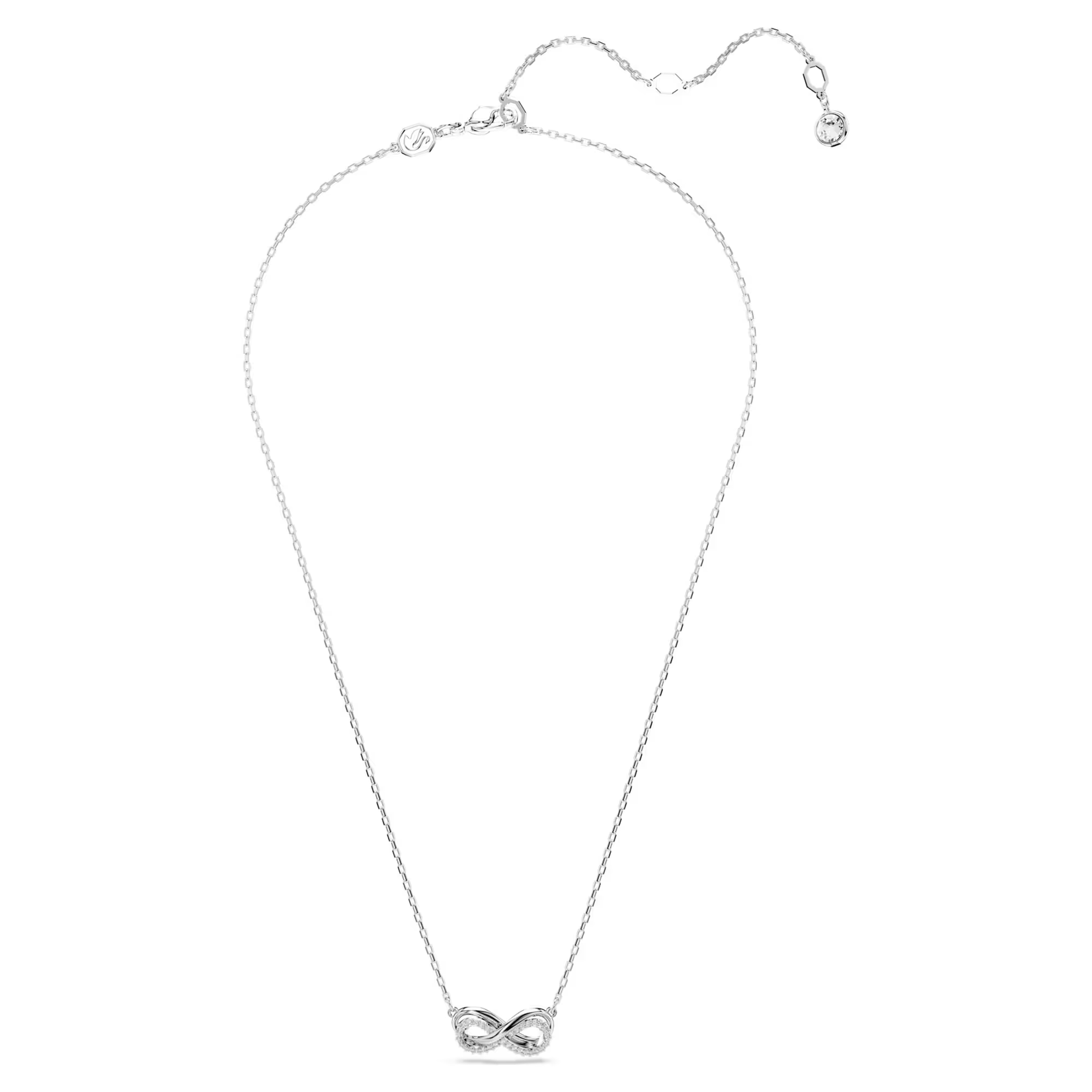 Swarovski Hyperbola pendant Pavé, Infinity, White, Rhodium plated
