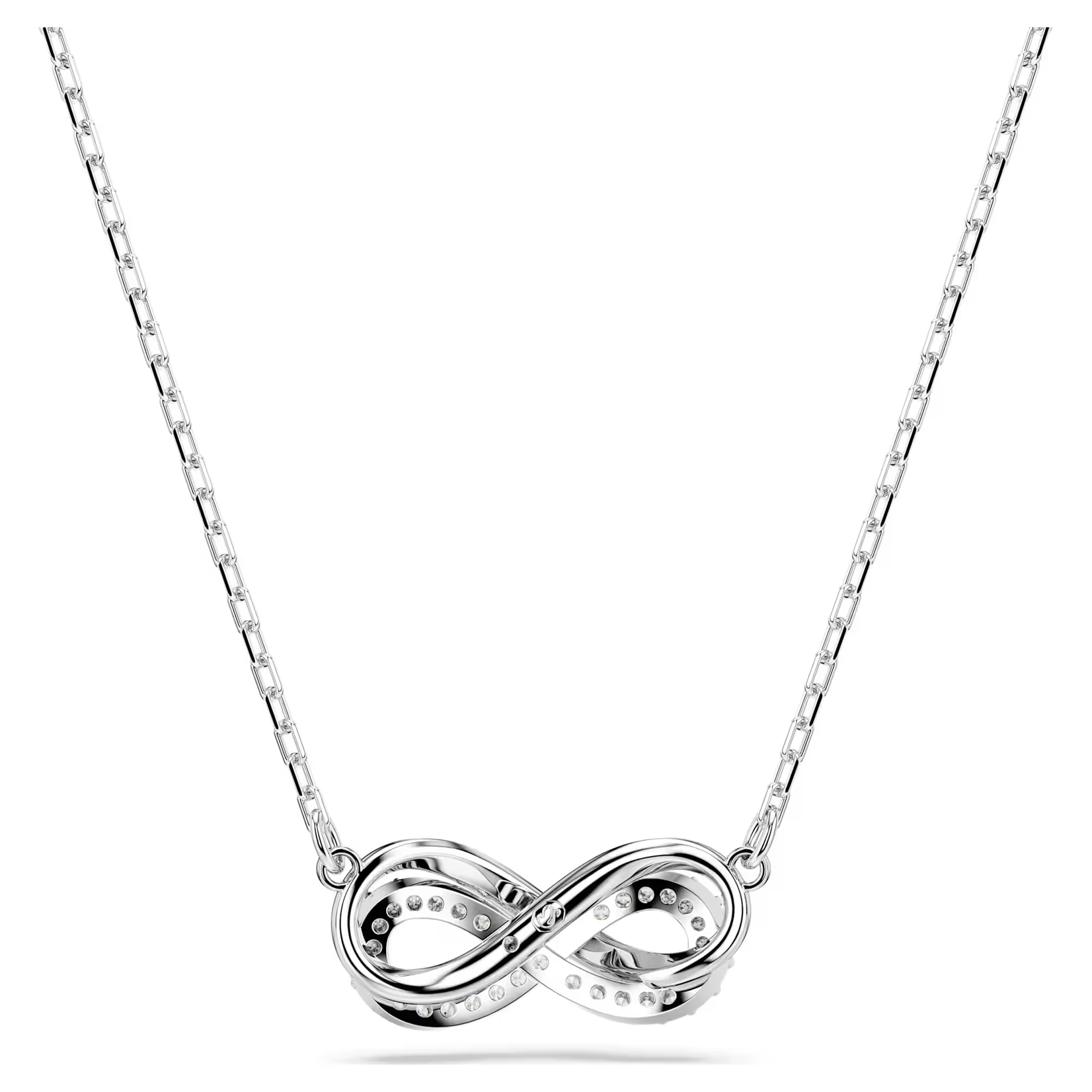 Swarovski Hyperbola pendant Pavé, Infinity, White, Rhodium plated