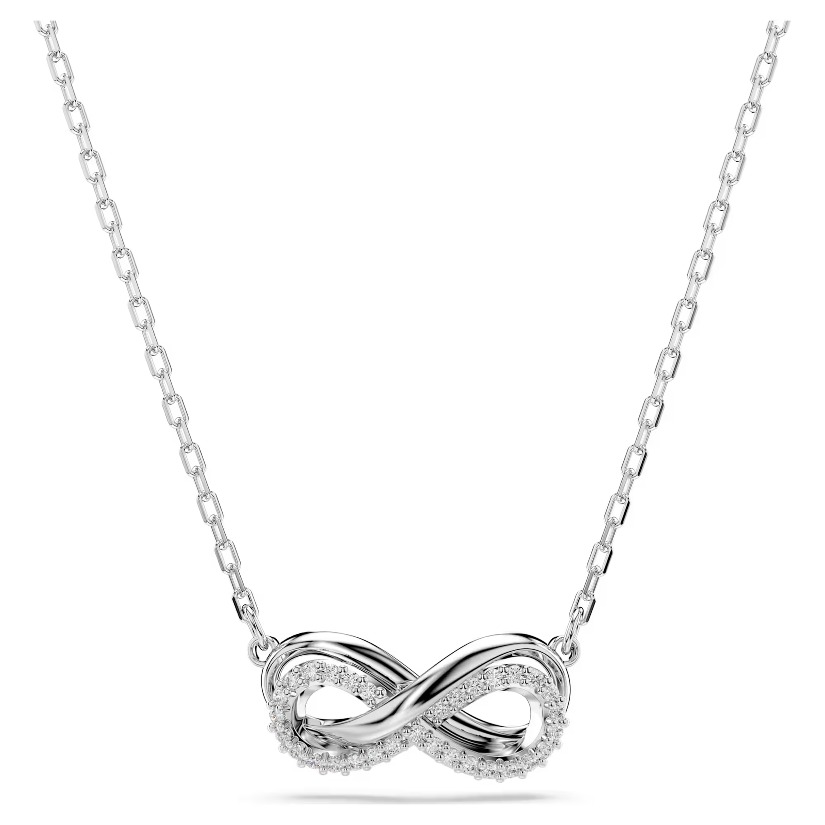 Swarovski Hyperbola pendant Pavé, Infinity, White, Rhodium plated