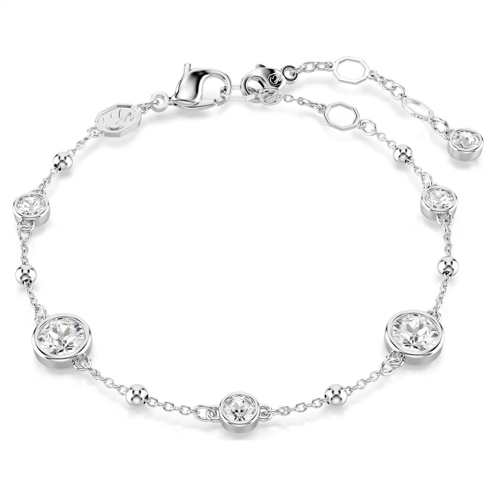 Swarovski Imber bracelet Round cut, White, Rhodium plated