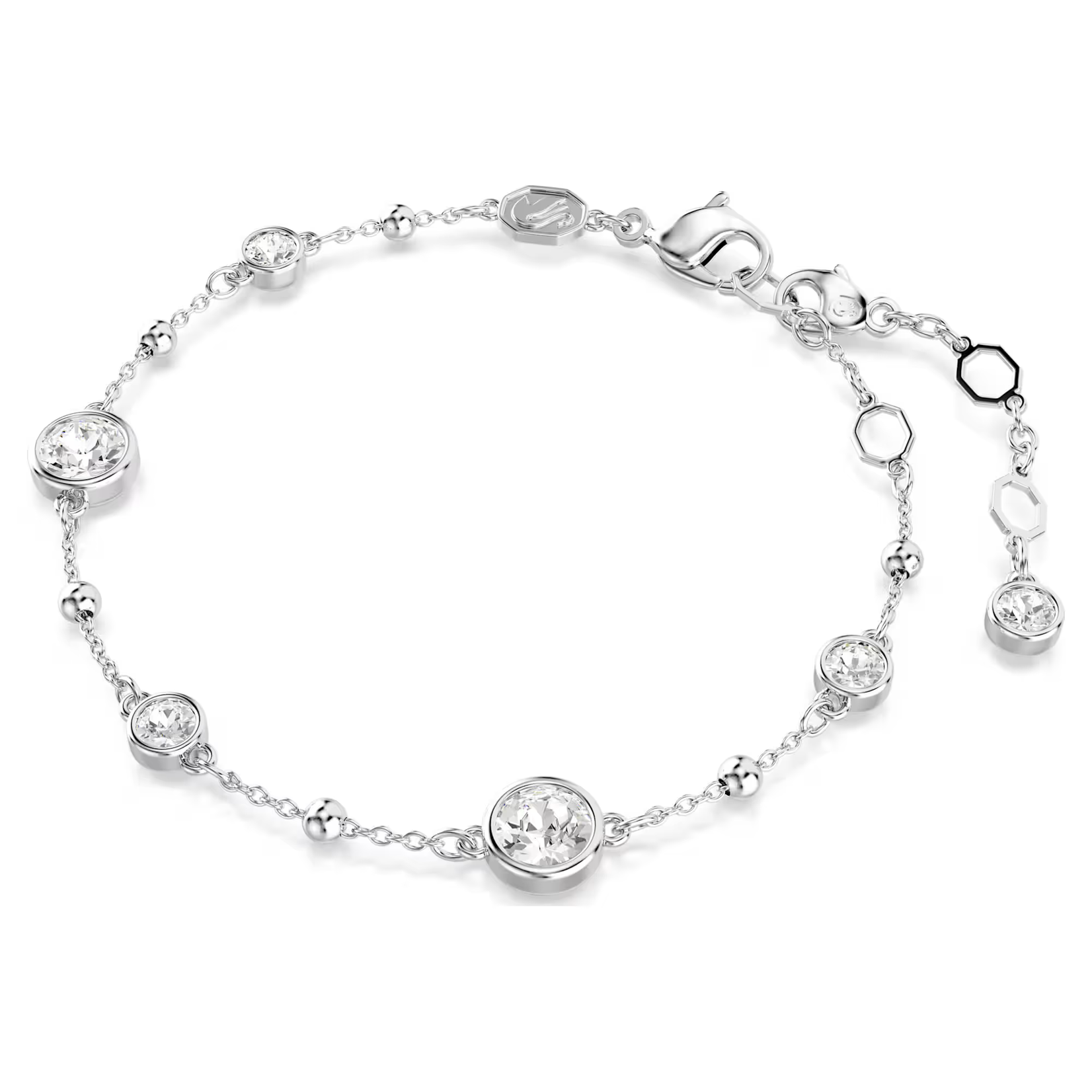 Swarovski Imber bracelet Round cut, White, Rhodium plated