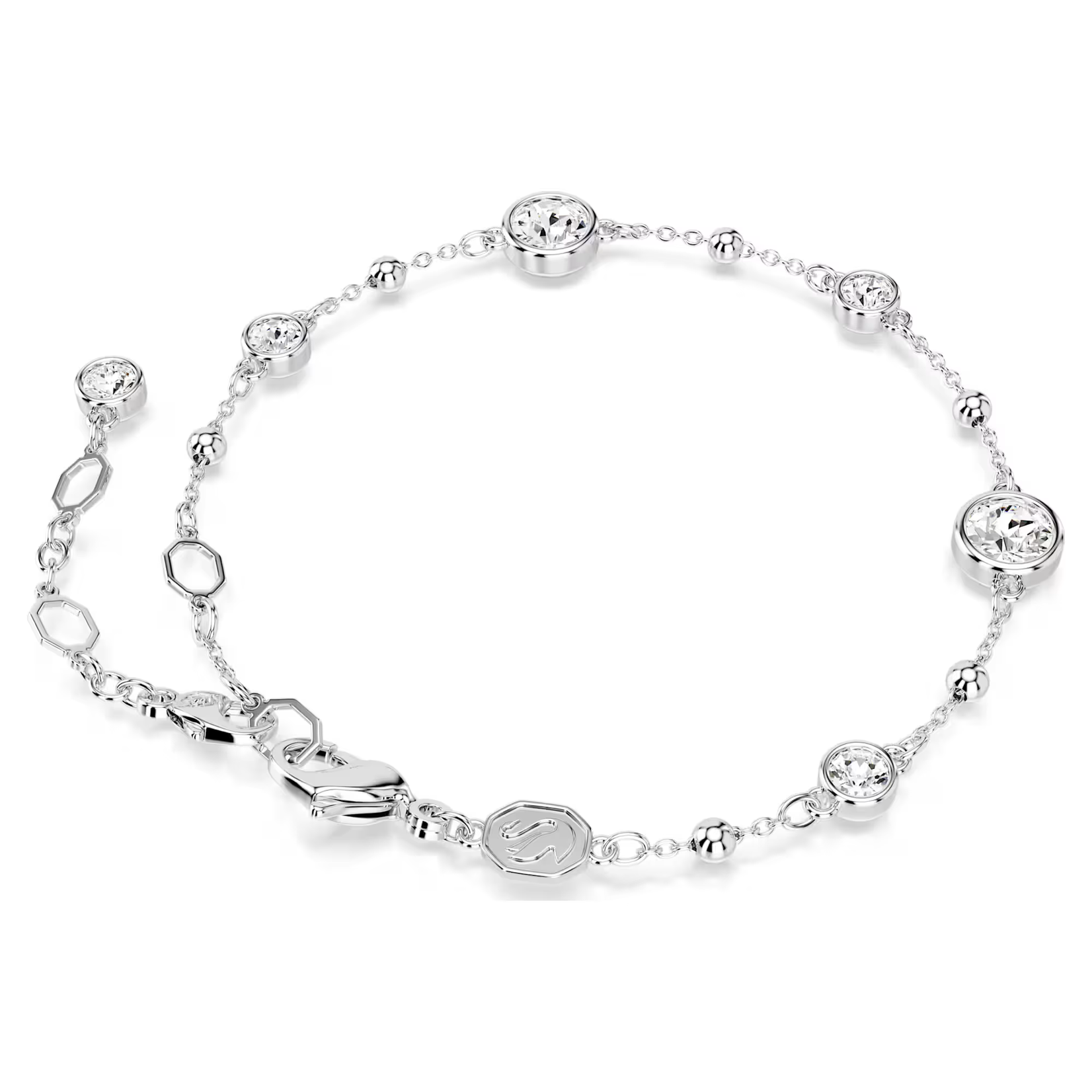 Swarovski Imber bracelet Round cut, White, Rhodium plated