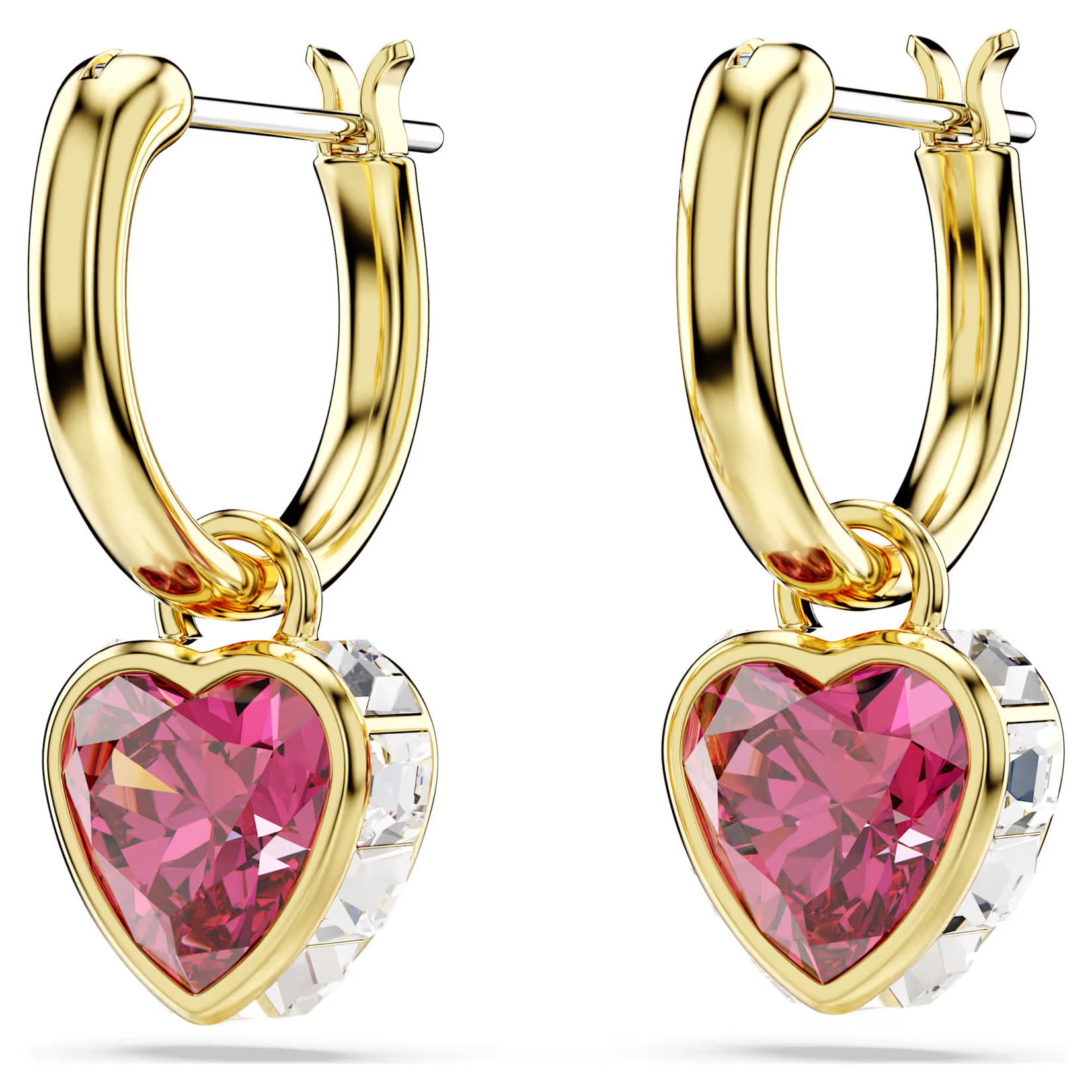 Swarovski Chroma drop earrings Heart, Red, Gold-tone plated