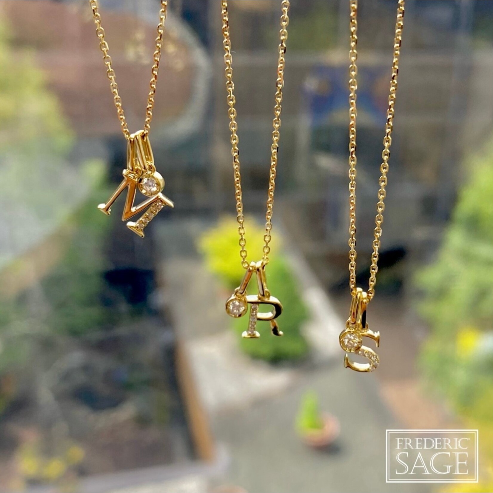 Frederic Sage Frederic Sage 14KY "S" initial diamond necklace with 5 natural diamonds .07ctw