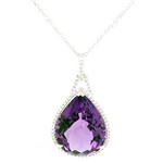PeJay Creations 14 Karat White Gold Amethyst & Diamond Necklace