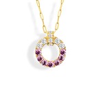 Frederic Sage 14 Karat Yellow Gold Pink Sapphire & Diamond Circle Necklace
