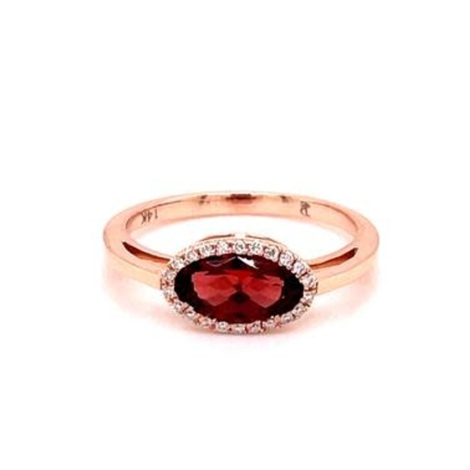PeJay Creations 14 Karat Rose Gold Garnet & Diamond Ring