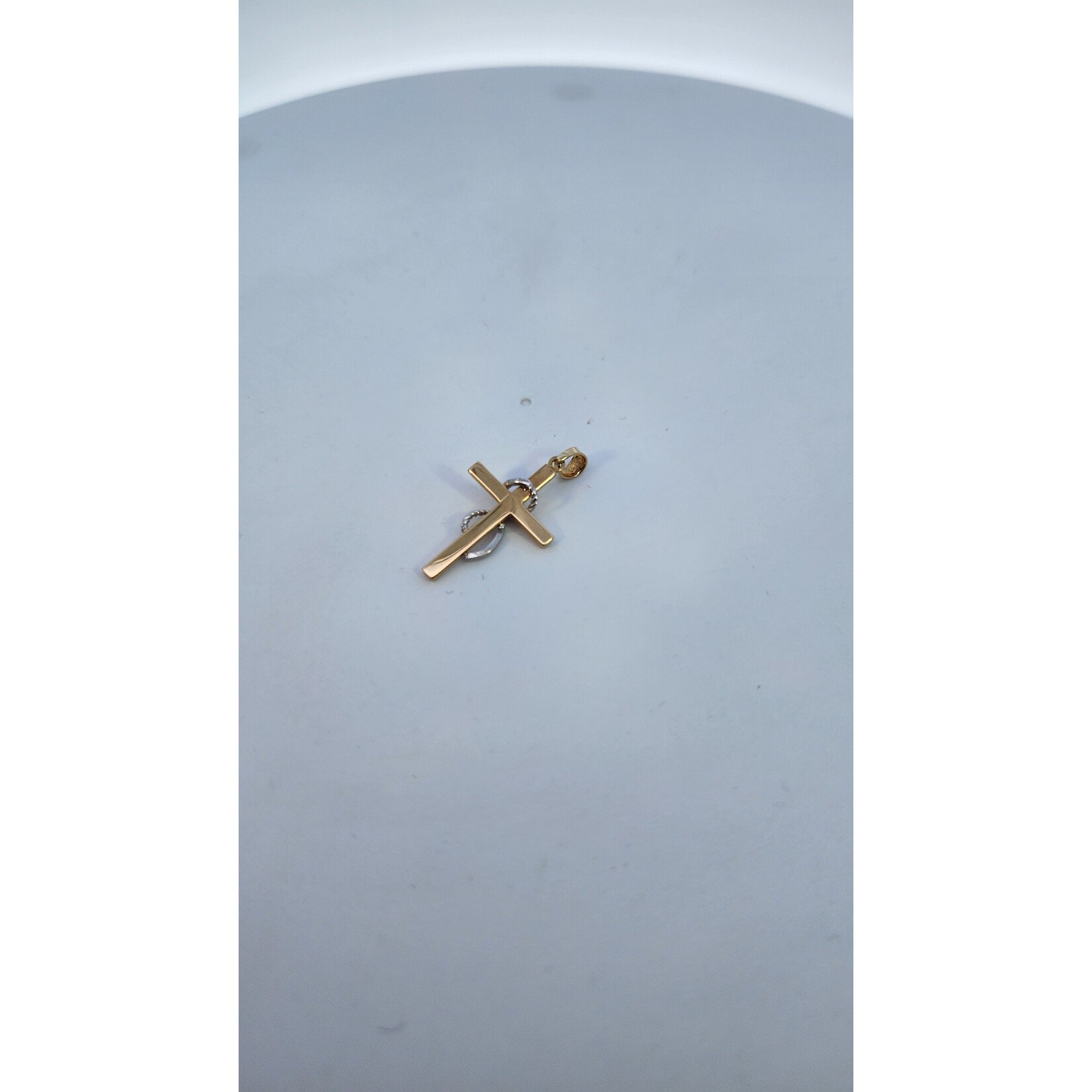 14 Karat Two-Tone Gold Rope Cross Pendant