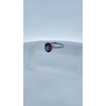 PeJay Creations 14 Karat White Gold Oval Bezel Amethyst & Diamond Ring