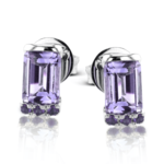 Zeghani 14 Karat White Gold Baguette Amethyst Studs